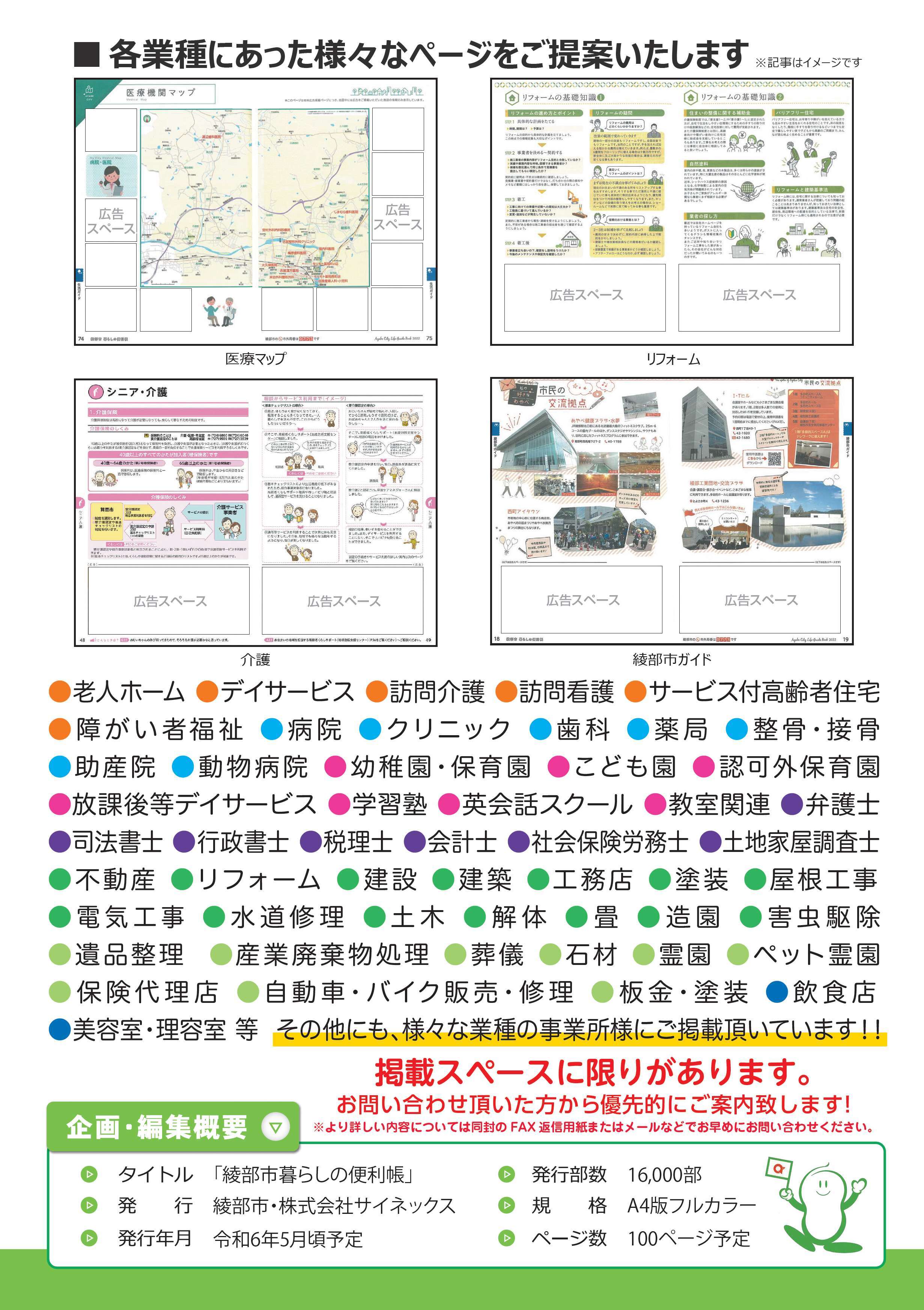 暮らしの便利帳広告募集チラシ画像（裏面）