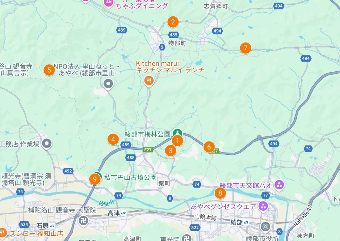 西部エリアの撮影マップ