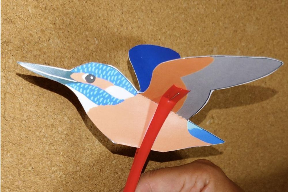 はばたく鳥のペーパークラフトの工作見本写真